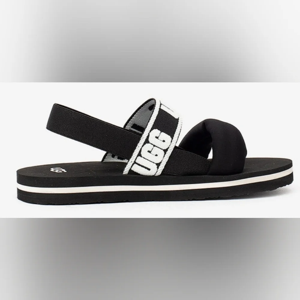 UGG Zuma Sling Black & White Logo Strap Toddler Sandals Size 7T MSRP $50